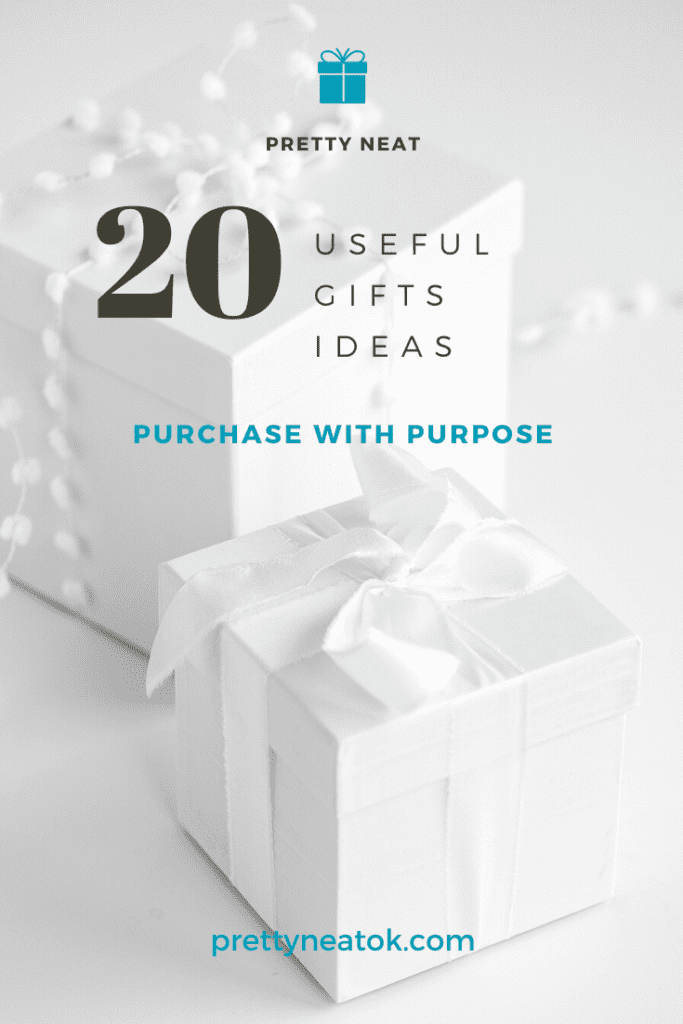 A white gift box with the words " 2 0 useful gifts ideas " on it.