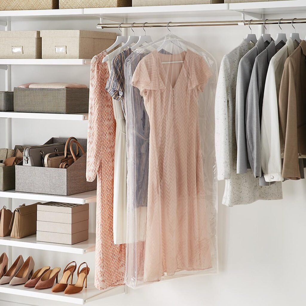 A closet with many different types of clothes.